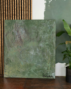 Porten i det Gröna – Grön canvas tavla 40x50 cm | Handmålad akrylkonst om självupptäckt