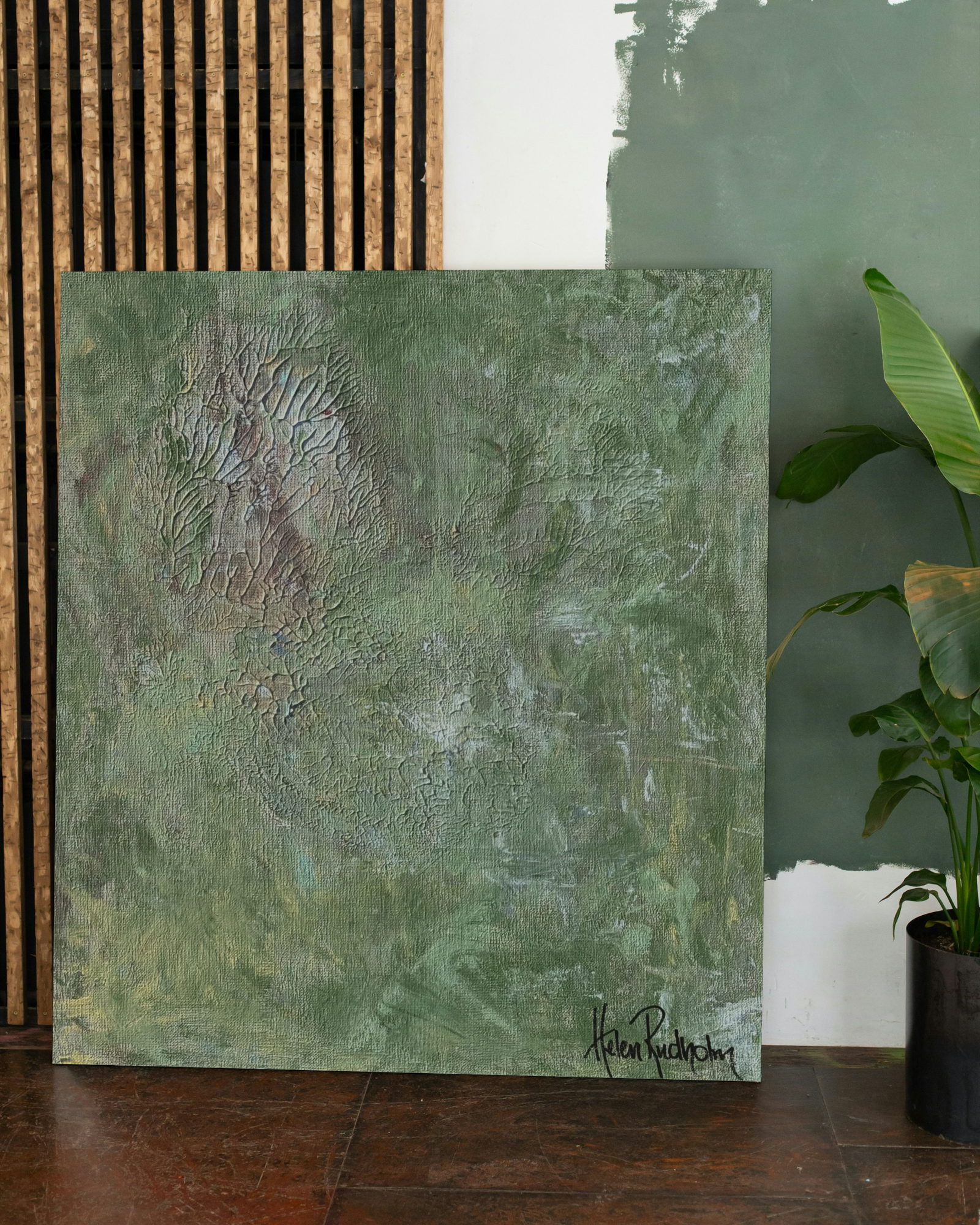 Porten i det Gröna – Grön canvas tavla 40x50 cm | Handmålad akrylkonst om självupptäckt