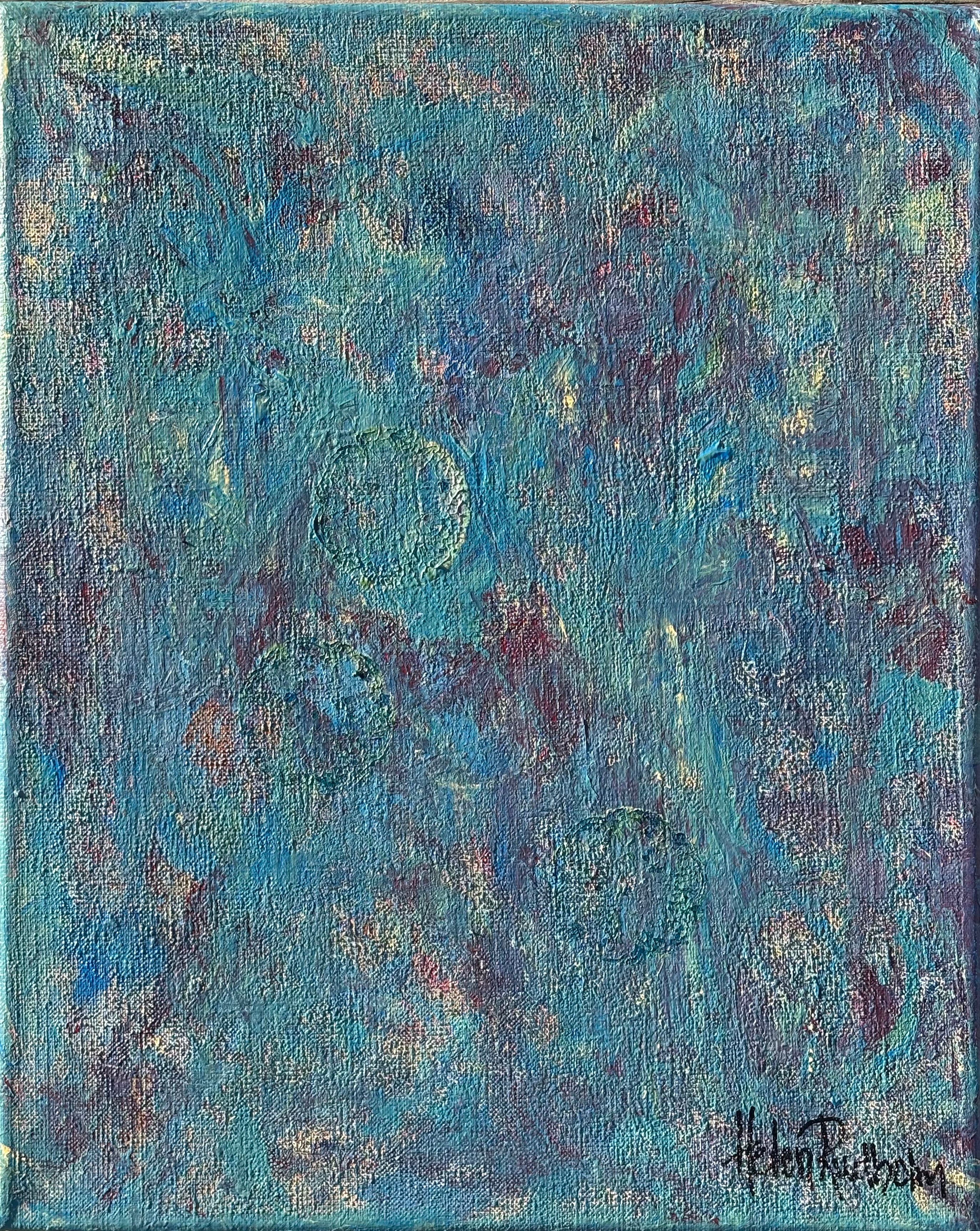 Havets minnen – Blågrön canvas tavla 41x33 cm | Handmålad havskonst minnesportaler